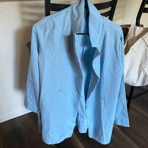 light blue tassel blazer